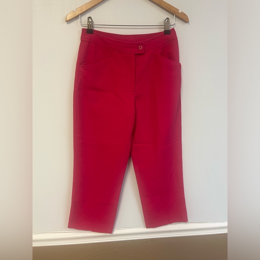 Vintage Oscar De La Renta cotton blend pants Hot Pink Size 4 ankle